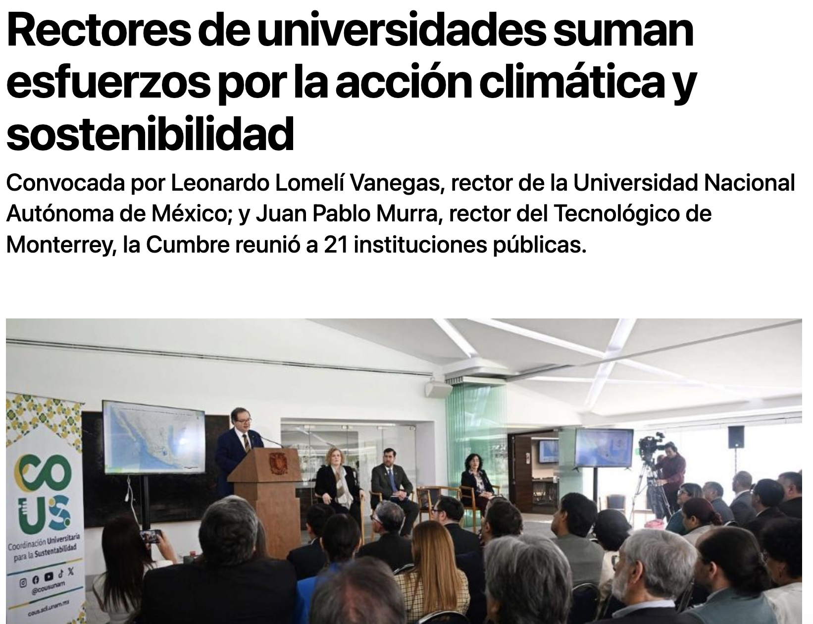 a cumbre fue convocada por rectores de la UNAM y el Tec de Monterrey. Créditos: UNAM