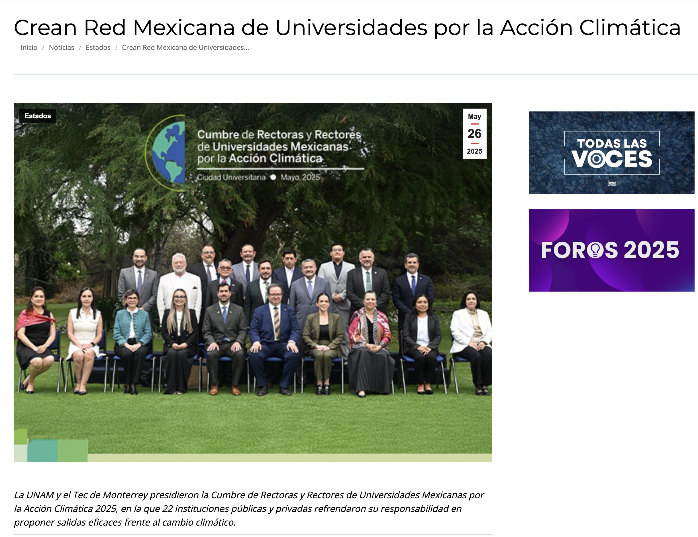 Crean Red Mexicana de Universidades por la Acción Climática